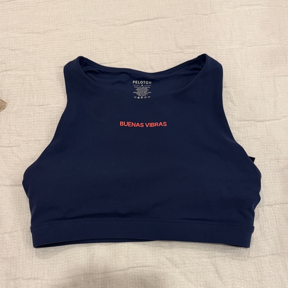Peloton Women's Navy Crop Top with Red Accents